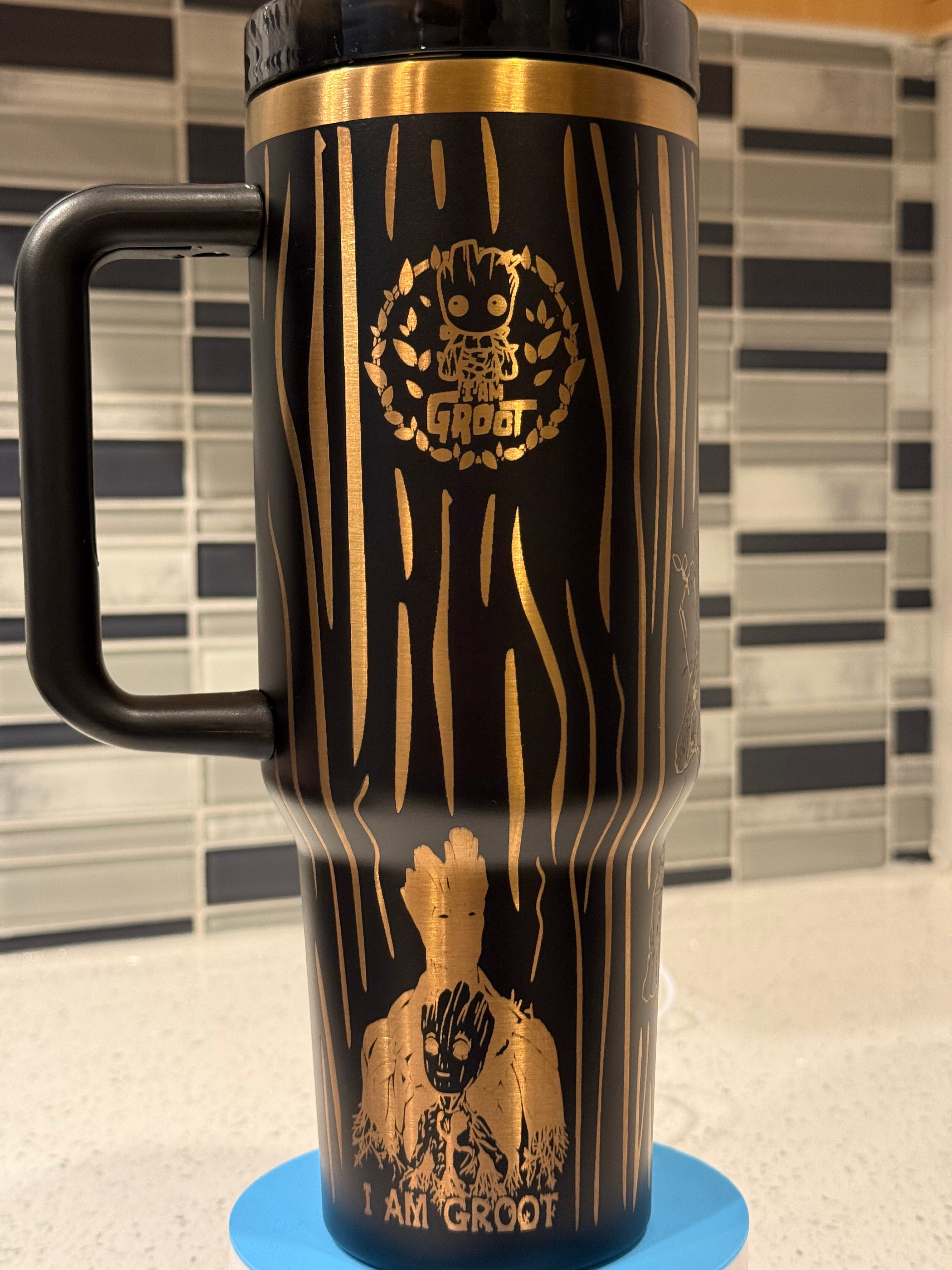 Groot-Inspired Laser Engraved 40oz Tumbler