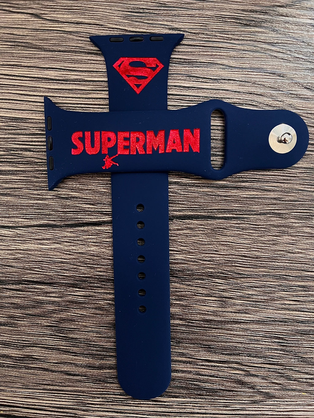 Marvel and DC comics themed laser engraved Apple Watch bands