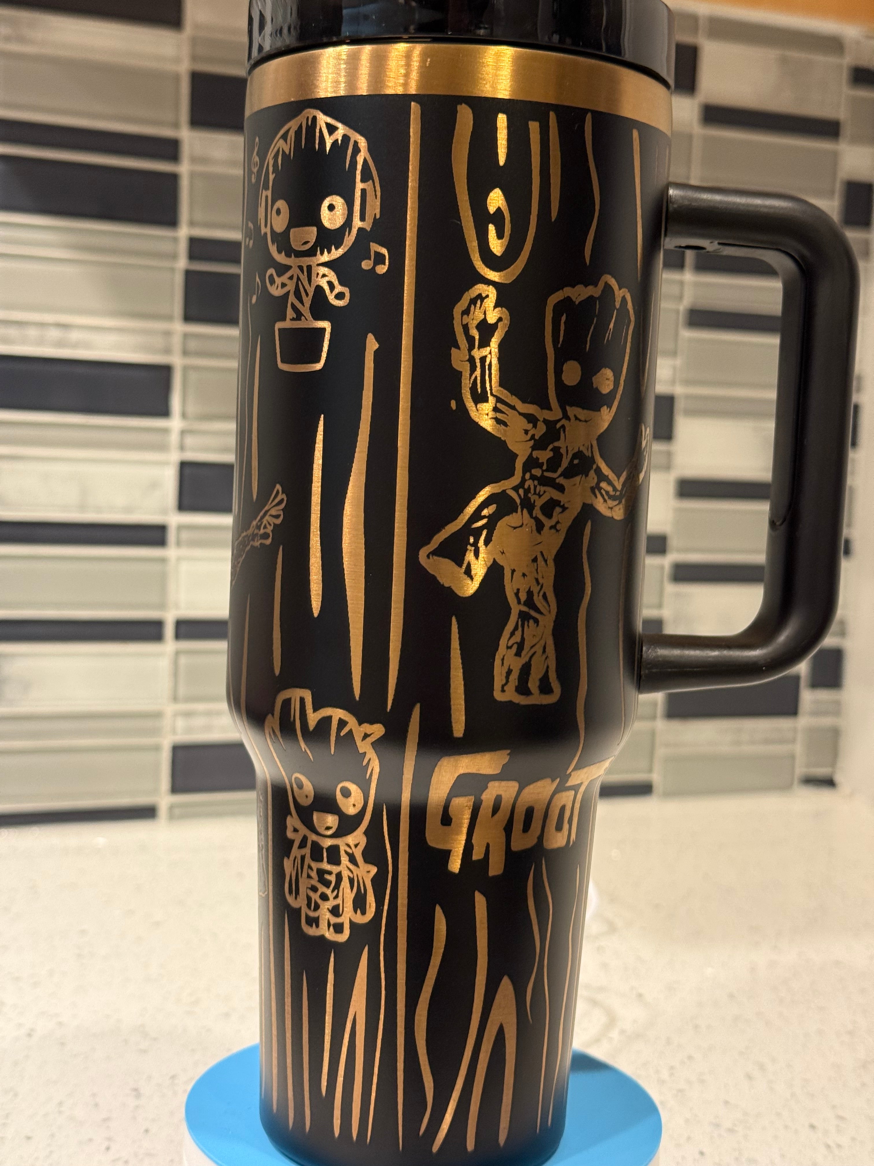 Groot-Inspired Laser Engraved 40oz Tumbler