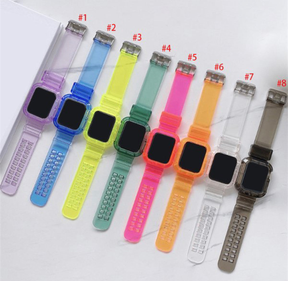 Clear neon all in one Apple Watch band