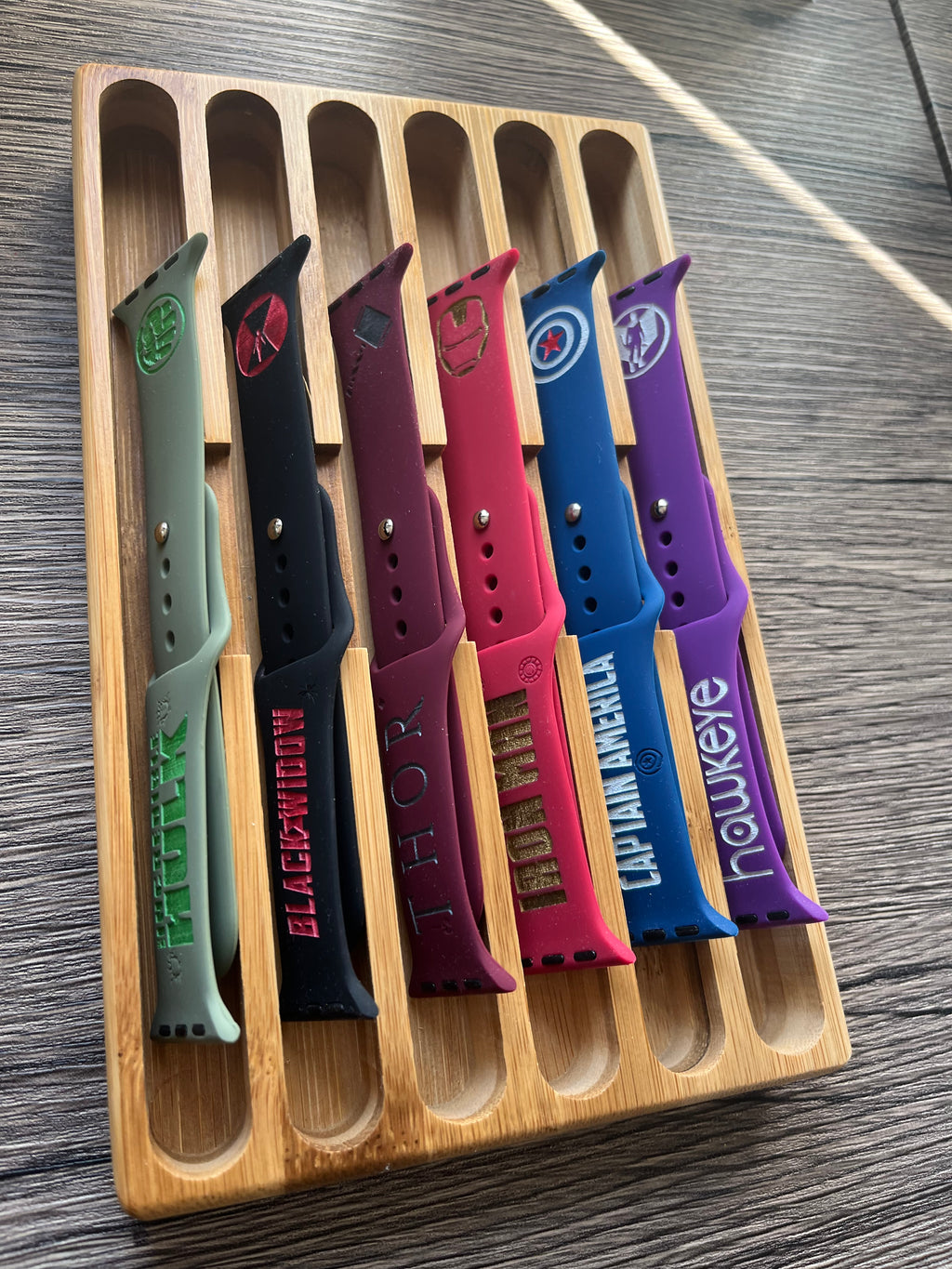 Marvel and DC comics themed laser engraved Apple Watch bands