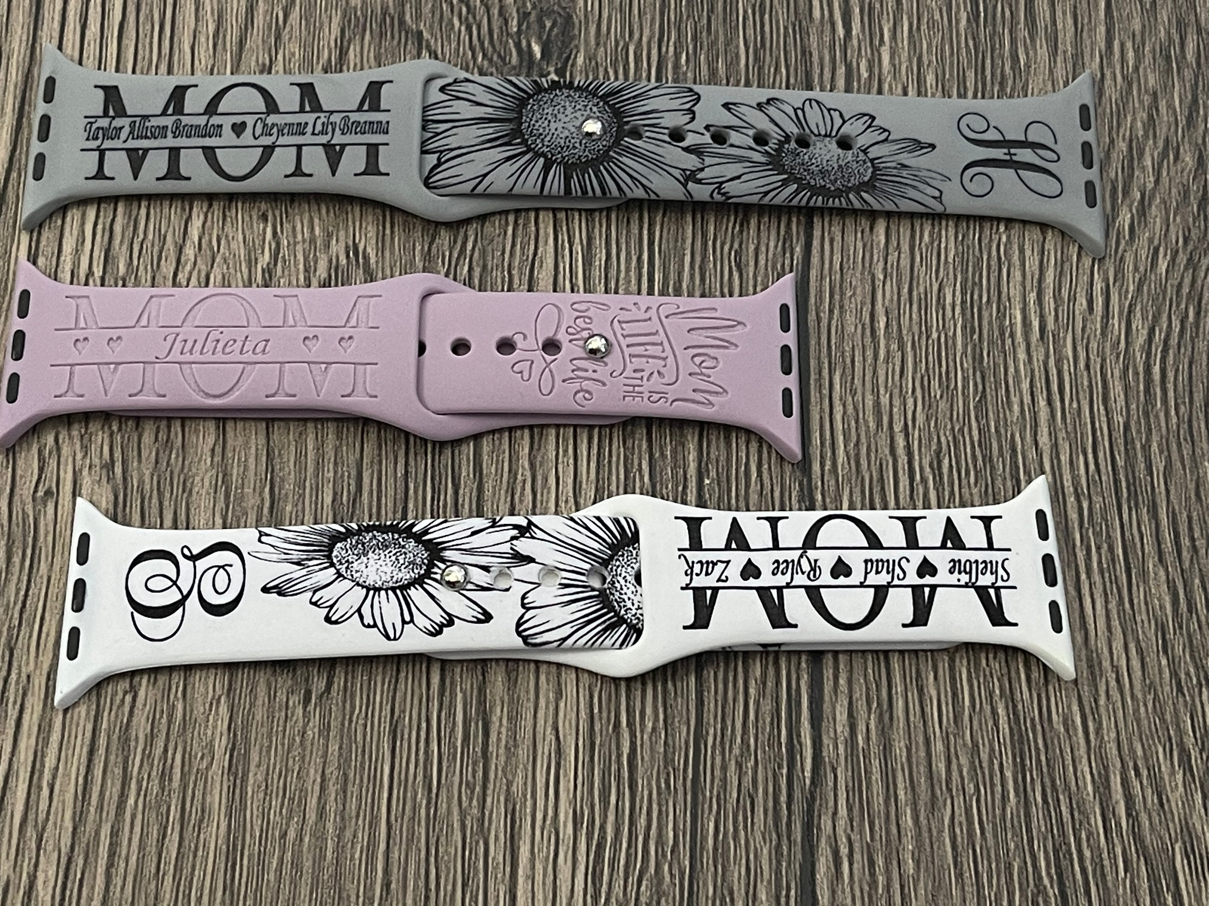 MOM monogram laser engraved Apple Watch band