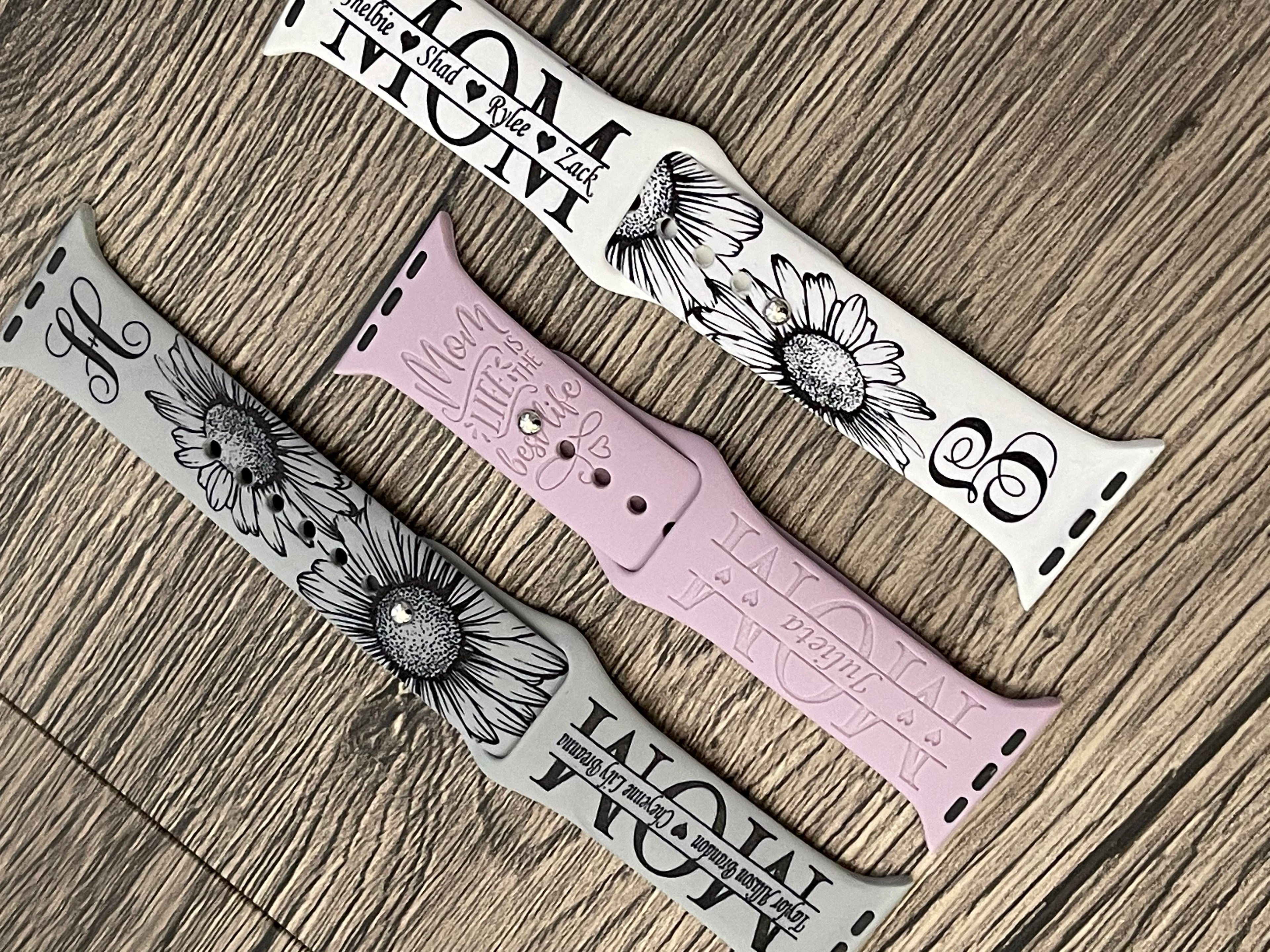 MOM monogram laser engraved Apple Watch band