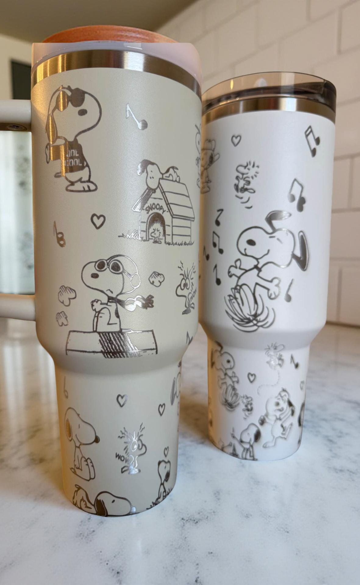 Snoopy Laser Engraved 40oz Stainless Steel Tumbler
