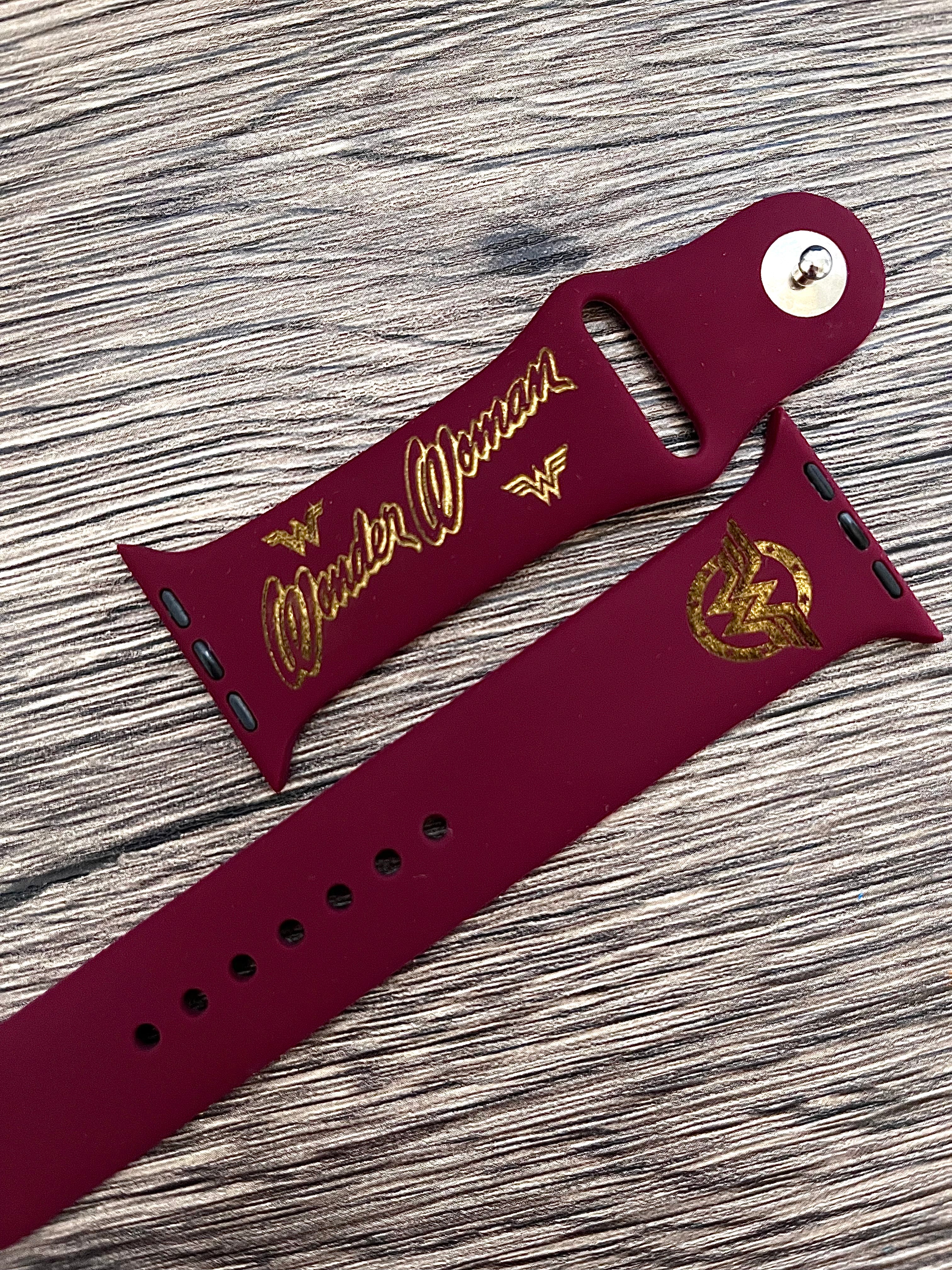 Marvel and DC comics themed laser engraved Apple Watch bands