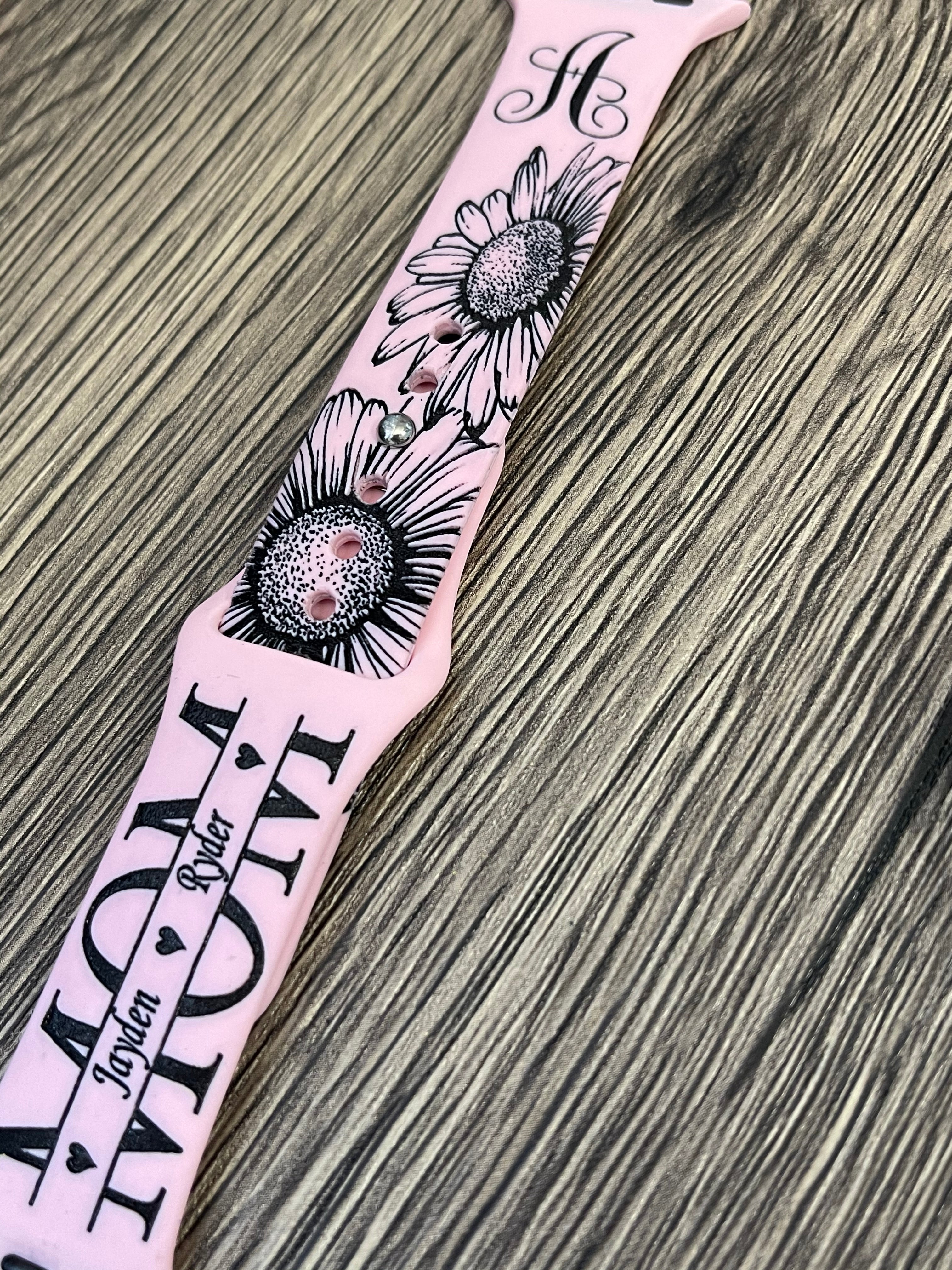 MOM monogram laser engraved Apple Watch band