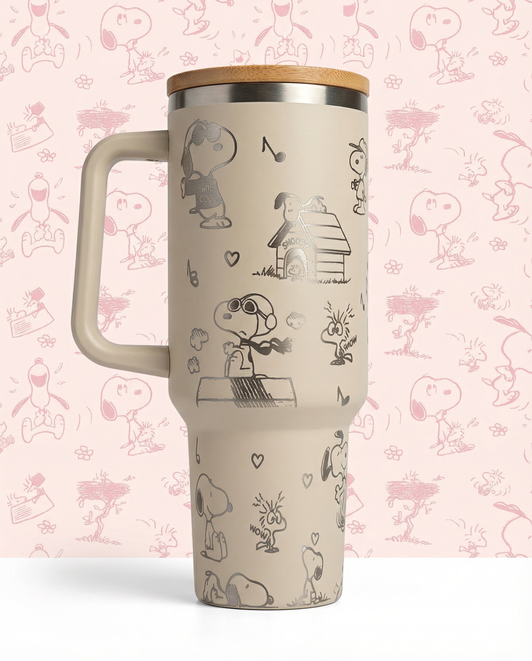 Snoopy Laser Engraved 40oz Stainless Steel Tumbler