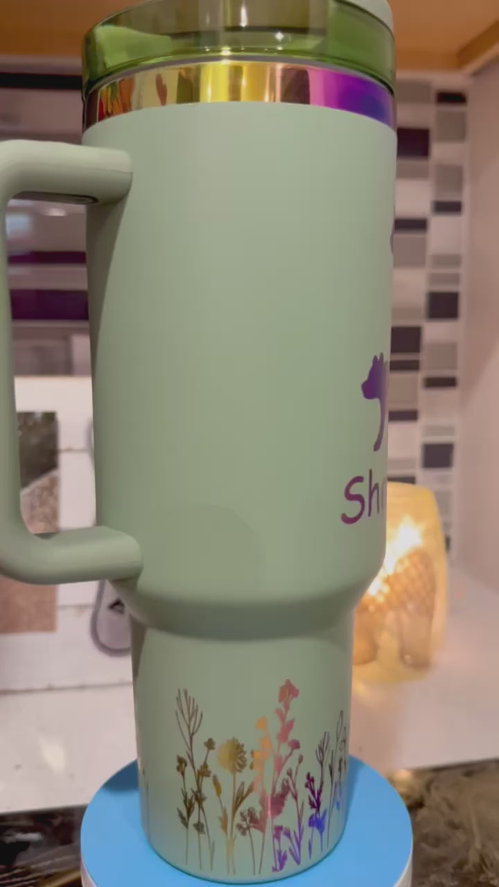 Momma bear and cubs laser engraved 40oz tumbler