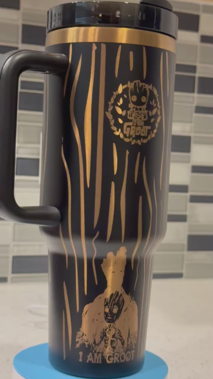 Groot-Inspired Laser Engraved 40oz Tumbler